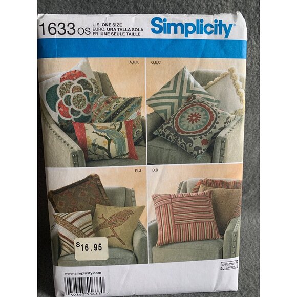 Simplicity Decorative Pillows Sewing Pattern 1633 - uncut - Picture 8 of 10